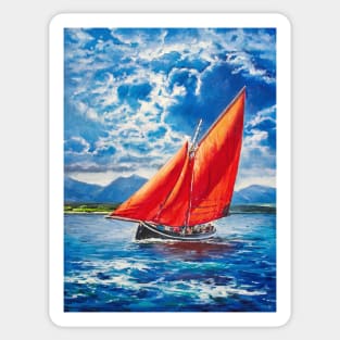 Galway Hooker in Full Sail Sticker